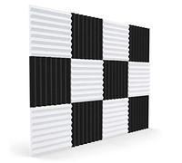 Pqahffowr 12 Pezzi di Bordo di Schiuma Acustica, Cunei Acustici di Isolamento Pad di Isolamento, per La Stanza di Gioco del Soffitto dello Studio, 2.5X30X30Cm