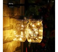 Pqahffowr 1M 10LED Fairy Light Solar Jar Lid Lights Cambiare Colore Decor Garden Una Bottiglia Bianca Calda