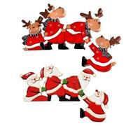 Pqahffowr 2PCS Decorazioni Natalizie per Cornice della Porta in Legno Adorni Natalizi Babbo Natale Decorazioni Natalizie Artigianali in Legno Natale