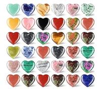 Pqahffowr 36 Pezzi di Pietre A Forma di Cuore Worry Stone 0,8 Pollici (20 Mm) Assorted Mini Love Carved Stone Multicolore