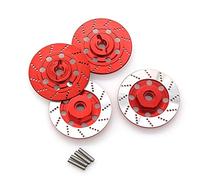 Pqahffowr 4 PEZZI Disco Freno in Metallo Scatola Cerchio Ruota Adattatore Esagonale in Metallo 12 mm per 1/10 D4 su Strada Ricambi Auto Telecomandati, Rosso