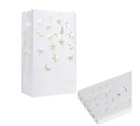 Pqahffowr 50PZ Sacchetti di Candele Luminose Bianche Borsa Speciale per Lanterne con Stelle Luna Materiale Ignifugo Durevole e Riutilizzabile