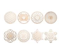 Pqahffowr 8 Pezzi 14 Cm Cartello da Parete nel Legno Fiore della Vita Un Forma di Sottobicchiere nel Legno Arte della Parete Sottobicchiere DIY Geometria