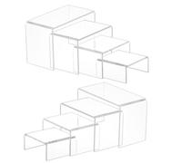 Pqahffowr 8 Pezzi 2 Set Piccoli Rialzi in Acrilico, Espositore in Acrilico Trasparente Spesso, Vetrina da Tavolo Rettangolare da Collezione