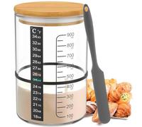 Pqahffowr Barattolo in vetro con coperchio in legno, contenitore di avviamento per lievito, barattolo di avviamento in vetro con ampia apertura per la cottura del pane