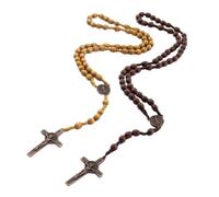 Pqahffowr Collane Rosario in Legno Collane Ciondolo Cattolico per Donne Preghiera Cristiana Regalo Religioso