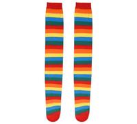 Pqahffowr Colorati Un Righe sopra Il Ginocchio Costume Un Righe da Clown Calze Alte per Feste di di Halloween Cosplay