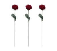 Pqahffowr Mazzo di fiori all'uncinetto lavorato a mano, fiore di rosa rosso artificiale, finto fiore, decorazione per la casa per festa di nozze, 41 x 8 cm