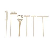 Pqahffowr Mini Set di Attrezzi nel bambù con Rastrello da Giardino Giapponese, Kit di Giocattoli per La Terapia della Sabbia con Sabbia nel Legno per La Meditazione della Pace Spirituale