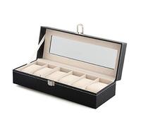 Pqahffowr Monili di cuoio Mens 6 Slot Watch Show di immagazzinaggio caso di esposizione Box