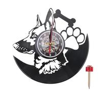 Pqahffowr Orologio da Parete per Cani da Pastore Tedesco Decorazioni per la Casa Razze di Cani Disco in Vinile Orologio Vintage Orologio da Parete per Cani Regalo-Nessuno Stile LED