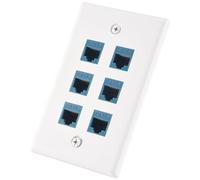 Pqahffowr Piastra da parete Ethernet Cat 6, 6 porte, piastra da parete Ethernet, rimovibile, compatibile con Cat7/6/6E/5/5E