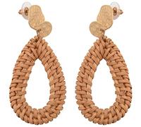 Pqahffowr Rattan Orecchini Hoop Tessuto A Mano Pail Vimini Treccia Goccia Orecchini Geometrici Legri per le Donne Ragazze Goccioline D'Acqua