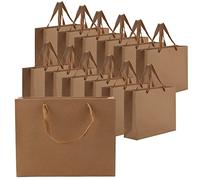 Pqahffowr Sacchetti Carta Kraft,8,3X 3,1X10,6 Pollici 20 Pezzi Regalo Kraft con Manici nel Tessuto Morbido,Sacchetti per La Spesa all'Ingrosso, Regalo Nozze,Sacchetti per Feste
