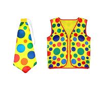 Pqahffowr Set di 2 Costumi da Clown Parrucca da Pagliaccio Gilet per Il Naso per Allegria Halloween Cosplay Feste di Carnevali Vestire