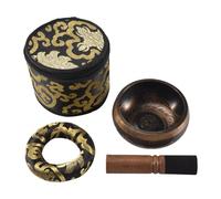 Pqahffowr Set di Campane Tibetane con Cuscino Stroker a Doppia estremità Realizzato a Mano in Nepal per la Guarigione e la Consapevolezza della Meditazione