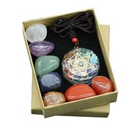 Pqahffowr Sette Chakra Set Aura Naturale Decorazione della Casa Guarigione Lucida Collezione di Pietre Preziose Collana Amuleto