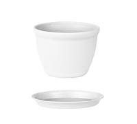Pqahffowr Vaso da Fiori nel Resina Ispessita con Vassoio nel Plastica Rotonda Forniture per Giardinaggio Fioriera per Piante Grasse Bianca