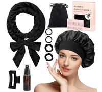 PQETBV Bigodino per Boccoli, Boccoli Capelli Senza Calore, Set 9 Pezzi Bigodino Fascia Capelli, per Capelli Curler Medi Lunghi Dormire Senza Calore Velluto Fascia Morbida Arricciacapelli (Nero)