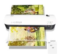 PQETBV Plastificatrice A4 A5 A6, Macchina per Plastificare Foto laminatrice Velocità 340 mm/min in Formato con 30 Pouches per angoli per Scuola, Casa, Ufficio, Documenti, Foto