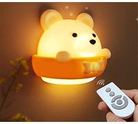 PQIQP Luce notturna a LED per bambini, con interruttore touch, luce notturna portatile, in silicone, ricarica USB, per camera da letto, campeggio, salotti (orso)