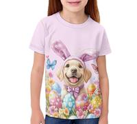 PQIXJBA T-shirt con grafica 3D per bambini, girocollo, con stampa animale, a maniche corte, 3-16 anni, 1-golden retriever, 5-6 Years