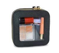 PQJSJDR Beauty case trasparente impermeabile per cosmetici con cerniera, organizer portatile per trucchi, borsa compatta per auto, essenziale da viaggio per donna, nero, Moda