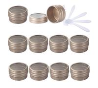 PQPAUTY 100 Pezzi 10ml Oro Opaco Contenitore Cosmetico in Alluminio con Coperchio a Vite Finestra Barattoli Latta per Cosmetici Vuoti Creme Candele