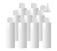 PQPAUTY 12 Pezzi 100ml flaconi vuoti da Bianco in plastica da viaggio bottiglia di lozione con Tappo Flip Top Blanc, ricaricabili, per lozione e shampoo Cosmetica Bottiglie Flaconi