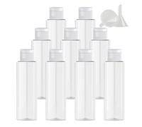 PQPAUTY 12 Pezzi 100ml flaconi vuoti da Trasparente in plastica da viaggio bottiglia di lozione con Tappo Flip Top Blanc, ricaricabili, per lozione e shampoo Cosmetica Bottiglie Flaconi