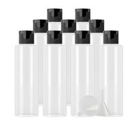 PQPAUTY 12 Pezzi 150ml flaconi vuoti da Trasparente in plastica da viaggio bottiglia di lozione con Tappo Flip Top Nero, ricaricabili, per lozione e shampoo Cosmetica Bottiglie Flaconi