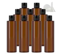 PQPAUTY 12 Pezzi 250ml flaconi vuoti da Marrone in plastica da viaggio bottiglia di lozione con Tappo Flip Top Nero, ricaricabili, per lozione e shampoo Cosmetica Bottiglie Flaconi