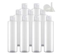 PQPAUTY 12 Pezzi 250ml flaconi vuoti da Trasparente in plastica da viaggio bottiglia di lozione con Tappo Flip Top Blanc, ricaricabili, per lozione e shampoo Cosmetica Bottiglie Flaconi