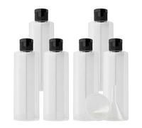 PQPAUTY 6 Pezzi 200ml flaconi vuoti da Trasparente in plastica da viaggio bottiglia di lozione con Tappo Flip Top Nero, ricaricabili, per lozione e shampoo Cosmetica Bottiglie Flaconi