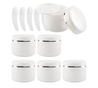 PQPAUTY 6 Pezzi 250 g Bianco Contenitori Cosmetici Plastica, 250 ml Crema Barattoli Vasetto Vuoto di Bordo Argento, Imbottitura interna, per Stoccaggio di Viaggi, Maschera, Cream gli occhi, DIY