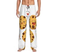 PQruop 3 biscotti al cioccolato con diverse espressioni pantaloni da pigiama da uomo con tasche, pantaloni pigiama di Halloween, adatti da indossare a casa., Nero , XL