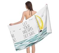 PQruop Asciugamano da bagno assorbente in microfibra con stampa con citazioni Let Your Dreams Set Sail, per occasioni tra cui viaggi, matrimoni e compleanni.