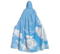 PQruop Blue Sky White Cloud Print Halloween Capo con cappuccio, mantello da strega, adatto per feste in maschera, feste di Natale, costume cosplay