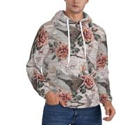 PQruop Felpa con cappuccio in pile da uomo con stampa Torre Eiffel Flower Paris con coulisse, una calda felpa con cappuccio., Nero , M