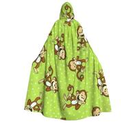 PQruop Green Clever Monkey Print Halloween Capo con cappuccio, mantello da strega, adatto per feste in maschera, feste di Natale, costume cosplay