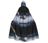 PQruop Mantello con cappuccio per Halloween, con stampa di bastone da hockey, adatto per feste in maschera, feste di Natale, costume cosplay