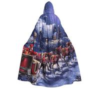 PQruop Neve notte di Babbo Natale e cervo stampa Halloween mantello con cappuccio, mantello strega, adatto per feste in maschera, feste di Natale, costume cosplay