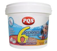 PQS - Cloro 6 Azioni con Anticalcare T-250g - Disinfettante Piscina - Pastiglie per Acqua Dura - Flocculante, Algicida, Stabilizzatore, Anticalcare - Formato 5 kg