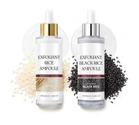 PQUELM 2 Pezzi Rice Ampoule Duo, Bianco + Nero Fiala Di Riso Delicato Peeling Per Viso Esfoliante Black And White Rice Peeling Pulizia Dei Pori, Idratante E Pelle Radiante