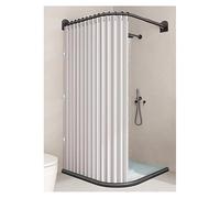 PQVMZQEMQ Tenda da Doccia Pieghevole Impermeabile, divisorio Magnetico Anti-Schizzi per Bagno, Pannello Doccia Curvo con Striscia di ritenzione idrica per casa e Hotel (Grigio Chiaro, 1,8x2 m-B)