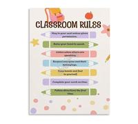 PQYSMVVG Class Rules Canvas Art for Classroom Environment and Growth Mindset Home Decor Living Room Bedroom(Framed,16x24inch(40x60cm))