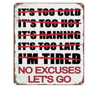PQYSMVVG Zero Alibi Action Hour Tin Sign 12x8 Inch | Hardcore training chant for home gym mirror garage wall or locker corridor