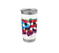 PR Graffiti, bandiera di Porto Rico, vernice spray per street art, divertente e cool Bicchiere termico in acciaio inox doppia parete