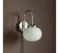 PR Home Applique Elsy, verde chiaro/cromo, vetro, con spina, E14 PR Home
