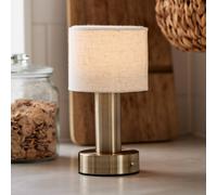 PR Home Lampada da tavolo ricaricabile Tiara, CCT, lino/ottone PR Home
